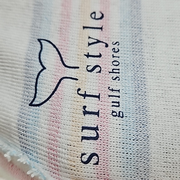 Surf Style | Women's Terry Stripes Raw Edges Gulf Shores Alabama Hoodie Sz L - Picture 2 of 11